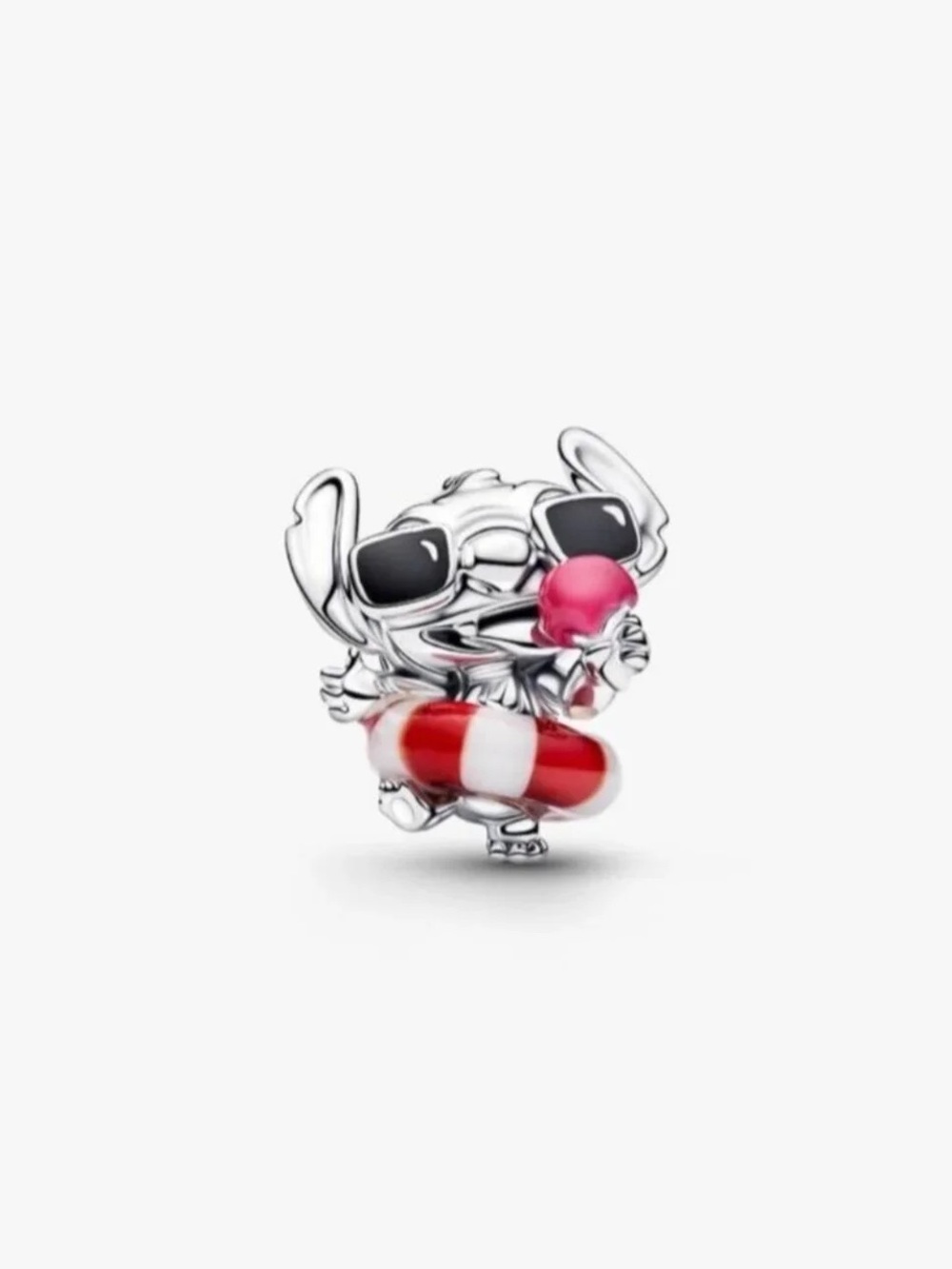 Pandora Silver Stitch Charm with Black Sunglasses, Pink Ball and Red-White Float